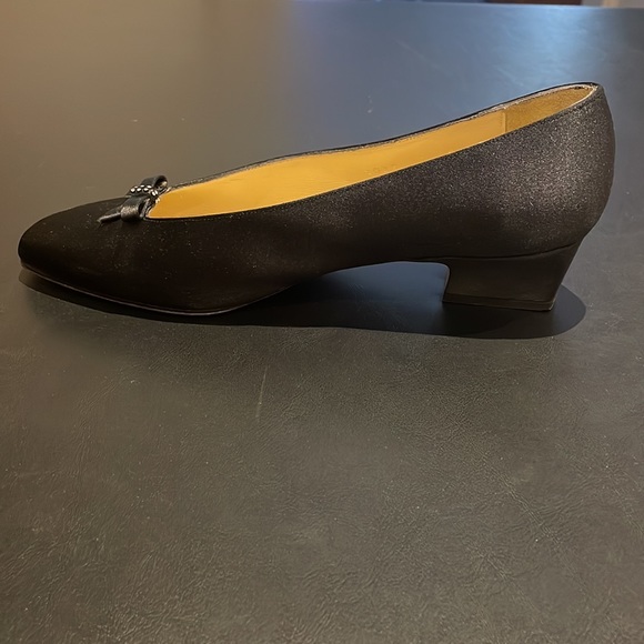 Stubbs and Wootton Black Satin Shoe - Picture 2 of 6